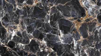 Black Marble Texture With Gold And White Veins