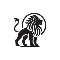 lion silhouette vector line art logo design