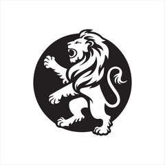 lion silhouette vector line art logo design