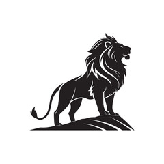 lion silhouette vector line art logo design