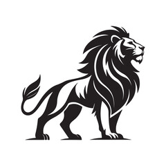 lion silhouette vector line art logo design