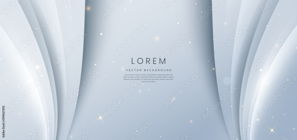 Poster modern abstract grey curved lines on soft background and lighting effect sparkle.