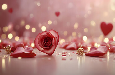 Heart-Shaped Decor with Falling Hearts, Perfect for Valentine's Day