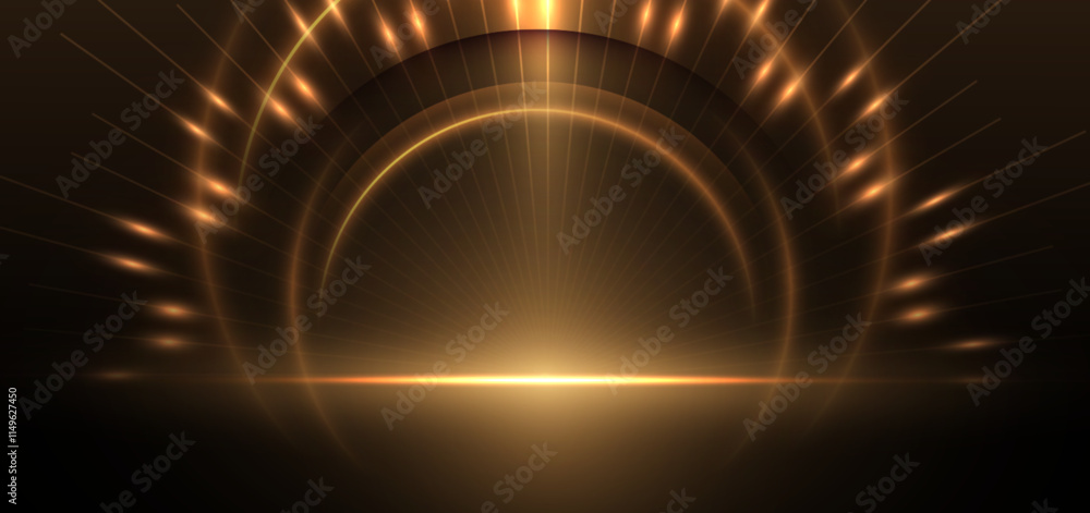 Canvas Prints abstract elegant gold glowing line with lighting effect sparkle on black background.
