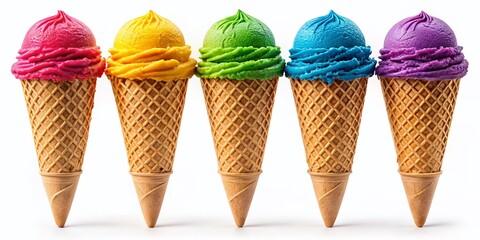Delicious Ice Cream Cones - Six Colorful Treats