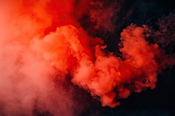 Abstract red dust explosion creating a colorful smoke effect