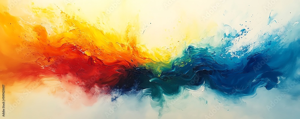 Poster a stunning abstract acrylic pour painting with vibrant cells, fluidly flowing across the canvas, sho
