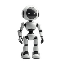 Cute Cartoon Robot with Friendly Design. Transparent background