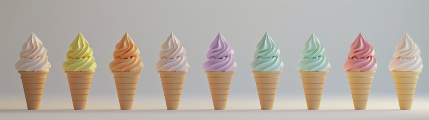 A Row of Colorful Ice Cream Cones