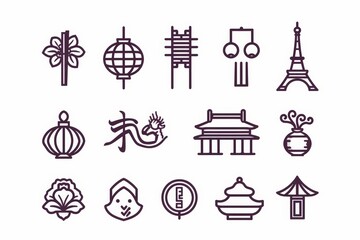 Obraz premium Asian Culture Icons