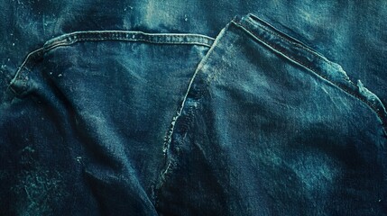 Naklejka premium Close-up of Denim Jeans Texture: Blue Jean Fabric Background