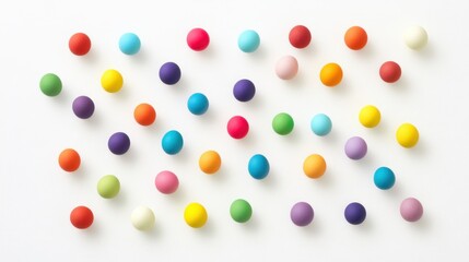 Colorful Round Balls in Various Bright Shades on White Background