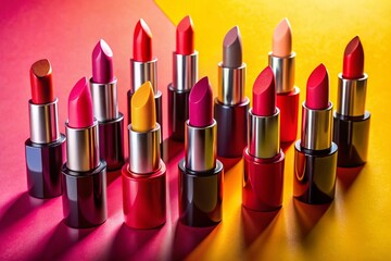 Obraz premium Silhouetted Lipstick Tips Assortment: Beauty Product Still Life