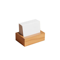 Blank Flashcards in a Wooden Holder. Transparent background