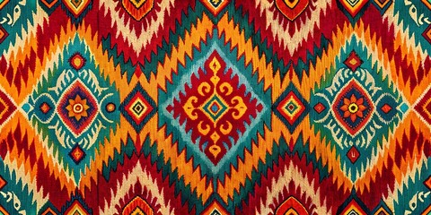 Ikat Pattern Shapes - AI Art, Abstract Design, Vibrant Colors, High Detail