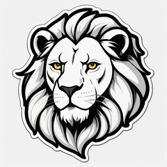 Obraz premium A lion head with yellow eyes