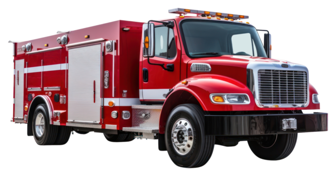 PNG  New red fire truck vehicle white background transportation.