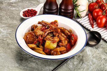 Asian cuisine pork in oyster sauce