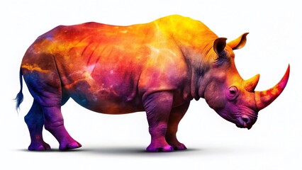 Obraz premium Rhinoceros Silhouette on White Background, AI Photo
