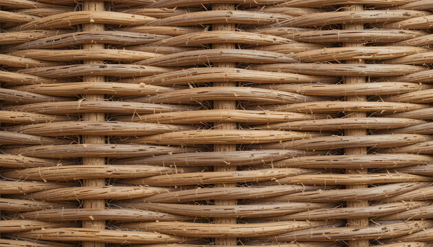 Detailed texture of woven wicker, showcasing natural fibers and intricate pattern, perfect for decoration
