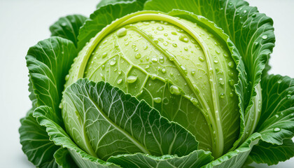 Obraz premium Photo of cabbage with fresh looking water droplets, contains lots of vitamins for health