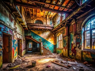 Fototapeta premium Urban Exploration Photography - Dark Matte Background - Abandoned Spaces