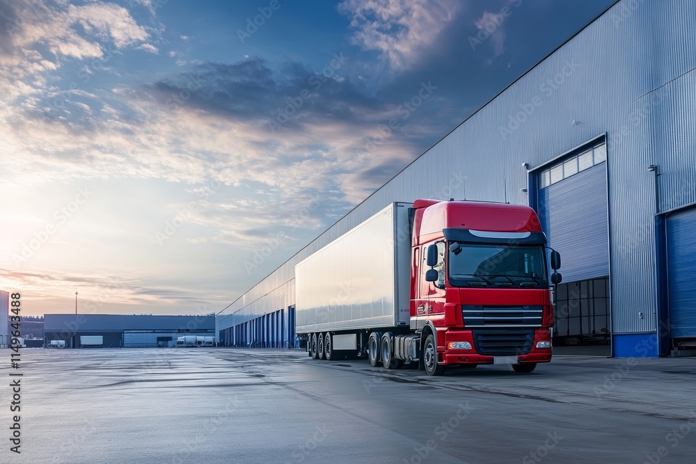 Poster modern logistics hub advanced technology optimizing delivery processes and workflow coordination