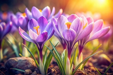 Fototapeta premium Vintage Crocus Bloom - Early Spring Closeup