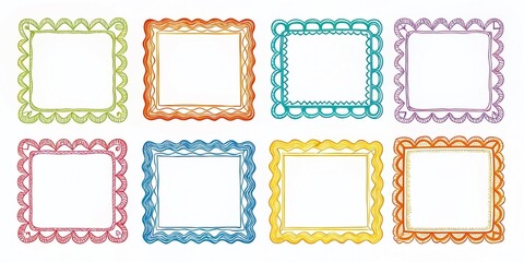 Wavy Rectangle Frames - Hand Drawn Style Photo Frames