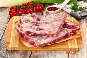Raw pork ribs for cooking