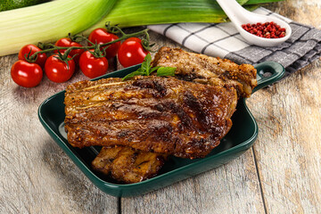 Tasty roasted pork ribs with spices