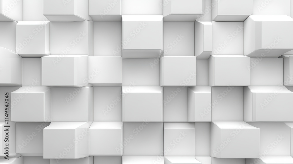 Poster seamless abstract white 3d cube pattern for modern texture and background design