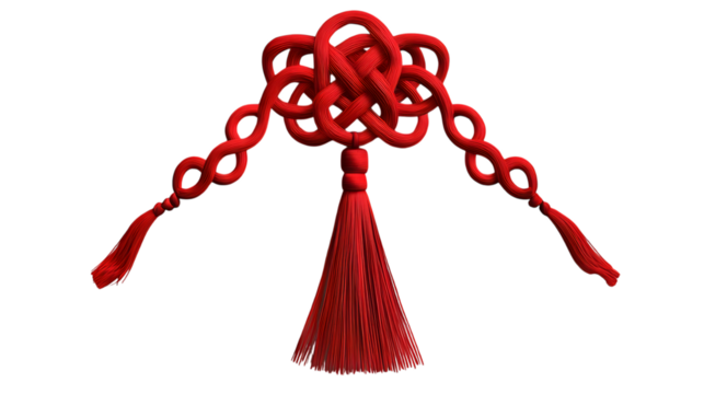 A red Chinese knot decoration, isolated on transparent 