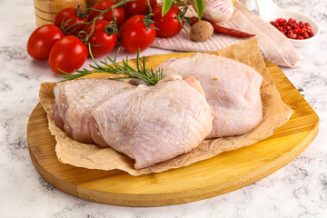 Raw chicken thighs for cooking