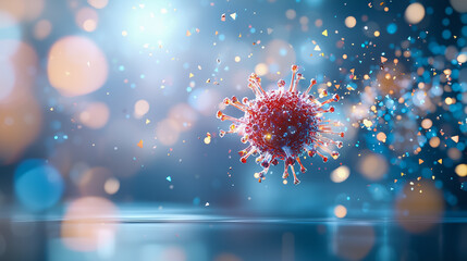 Fototapeta premium Floating virus particles in a vibrant microscopic view