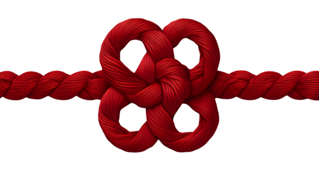 A red Chinese knot decoration, isolated on transparent 