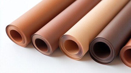 Fototapeta premium Rolls of Various Brown Tones in Warm Natural Textures for Crafts
