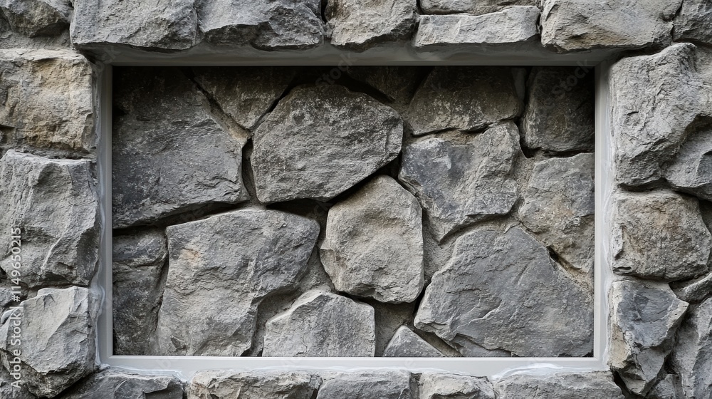 Poster gray stone-textured frame with a clean white core, ideal for displaying artwork or photographs in a 