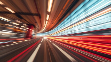 Fototapeta premium Speed and Light: Abstract Motion Blur Tunnel