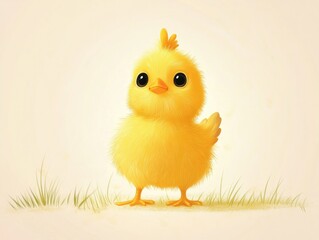 Cute adorable little yellow chicken.