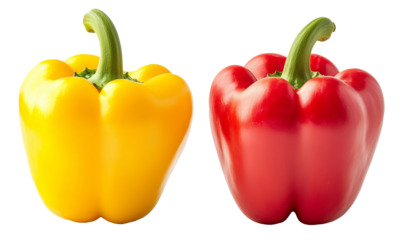 sweet red yellow pepper paprika isolated on white background clipping path