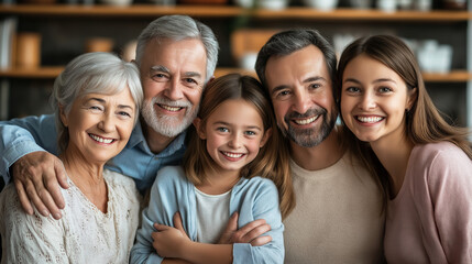 Generations United – Multigenerational Family Sharing a Meal in a Bright Modern Kitchen