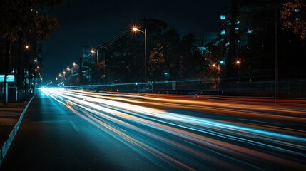 Obraz premium Night City Lights: A Symphony of Speed and Urban Glow