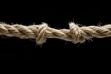 Strong Twisted Rope Knots: Tightly Bound Fibers, Secure Connection, Detailed Close Up View