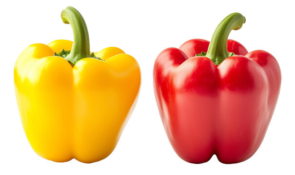 sweet red yellow pepper paprika isolated on white background clipping path