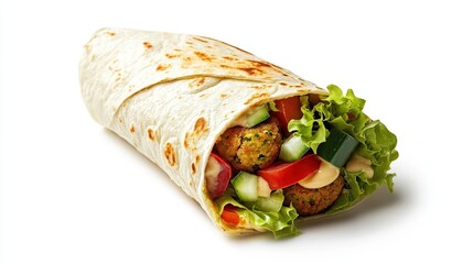 Falafel Wrap With Fresh Vegetables and Tahini Sauce