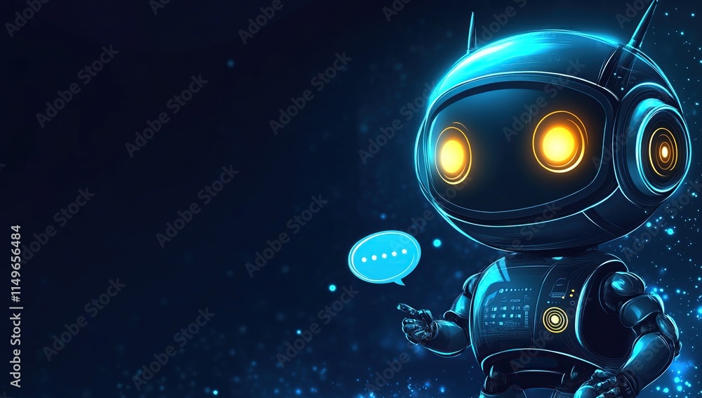 Poster ai robot shows future communication, advanced technology with futuristic design and amazing visual e