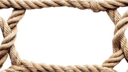 Rustic rope frame encircling a blank white center, perfect for showcasing text or artwork in a charming, country-inspired design