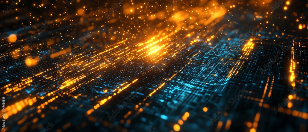 Leinwandbilder an abstract it security concept, with a digital shield, binary code, and interconnected networks, sy