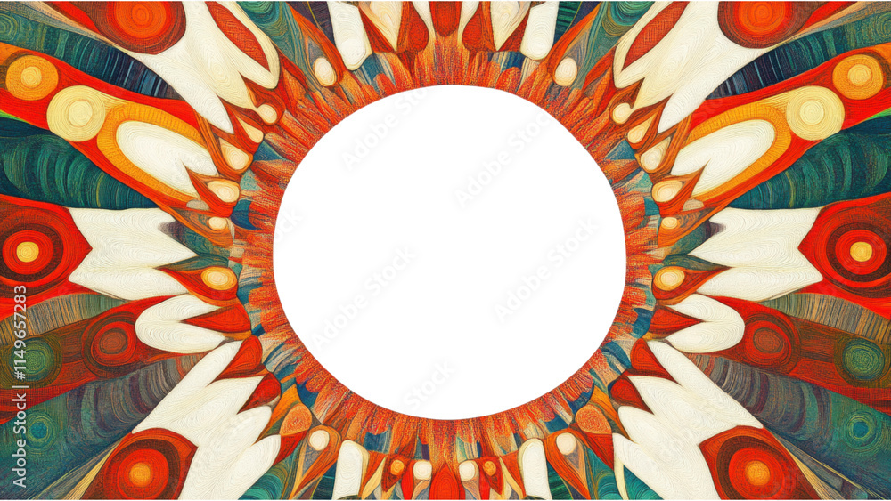 Poster geometric circle pattern border bright white core vibrant design element for modern visual projects